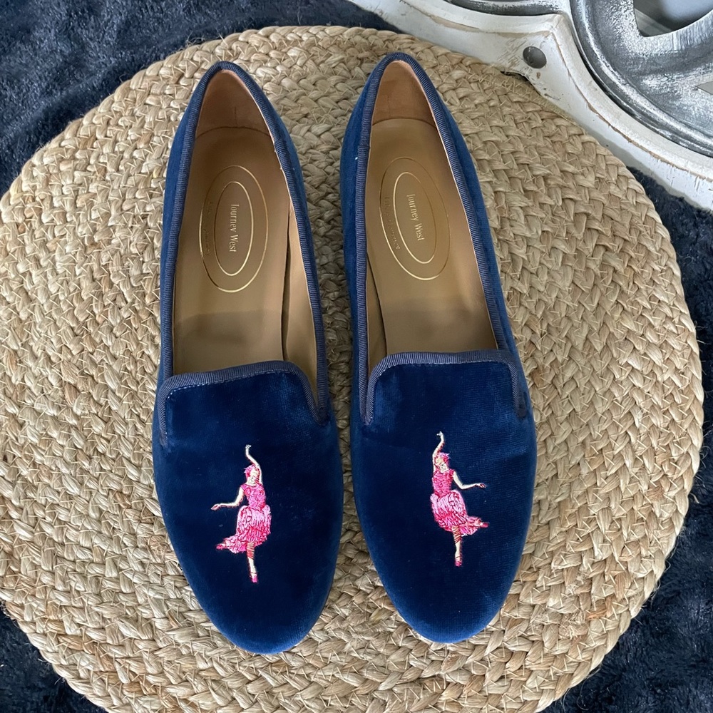 navy blue velvet loafers